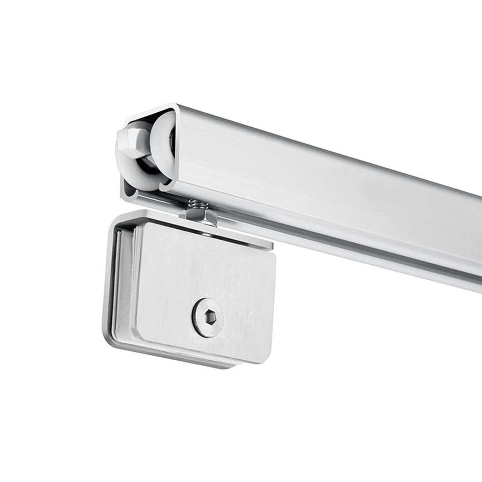 Kit Rail pour Porte Coulissante en Verre de 5-8 mm avec Roulettes, Kit de Quincaillerie Systeme Porte Coulissante pour Bibliothèque Vitrine et Armoires - Installation au Plafond(2.0m/6.6ft)