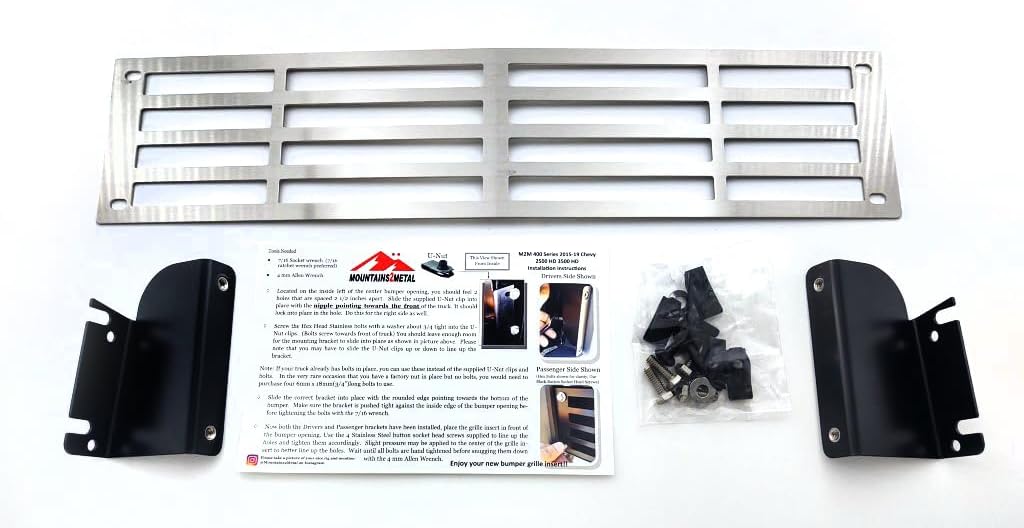 Plain Rectangles Bumper Grille Insert Brushed SS fits 2015-2019 Chevy Silverado 2500 3500 HD M2M #400-10-3