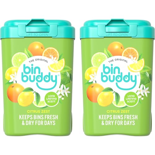 Bin Buddy Citrus Zest Pack of 2 - Leaves Your Bin Fresh and Smelling Great Suitable for Indoor Kitchen Bathroom Compost Food Waste and Outdoor Wheelie Bins