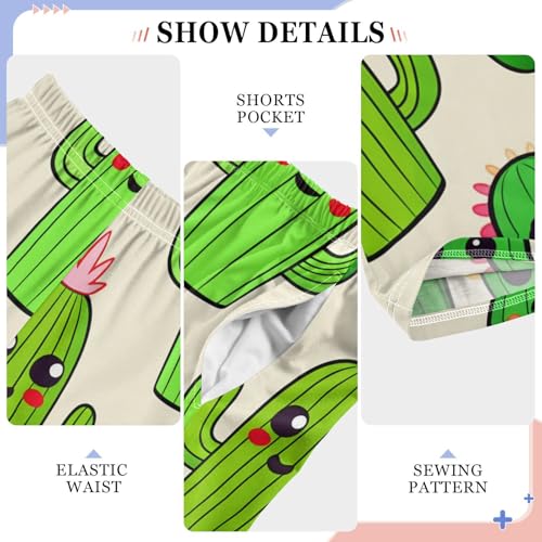 J JOYSAY Cartoon Cactus Plant Beige Pajamas Pants Soft Long Pajama Bottoms Lounge Sleep Pants Size S-XL4