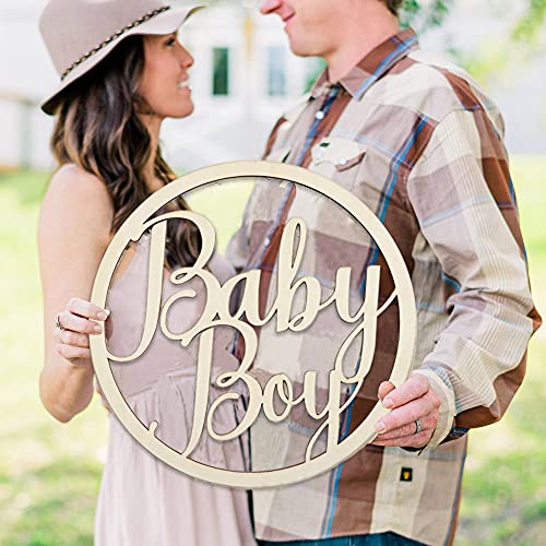 Baby Boy Wood Sign for Boy Baby Shower Decorations - Cutout Wooden Baby Boy Letters for Boy Baby Shower Photo Booth Props Door Decorations