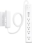 Outlet Cover Extension Cord Long 10ft, NUTICT Flat Plug Power Strip with 5-Outlet & 4 USB Ports, 1440 Joules Surge Protector, 3 Prong Indoor Extension Cord Flat Wall Plug for Home Office Desk, White