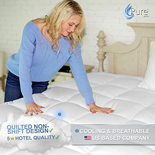 Pure Brands Full Mattress Topper & Mattress Pad Protector in One Quality Plush Luxury Down Alternative Pillow Top Make… - Image 3