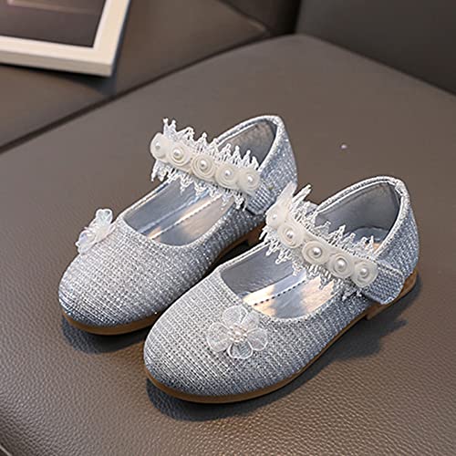 Fashion Summer Children Sandals Girls Casual Shoes Round Toe Low Heel Hook Loop Pearl Flower Dress Girls Cleats Size 23