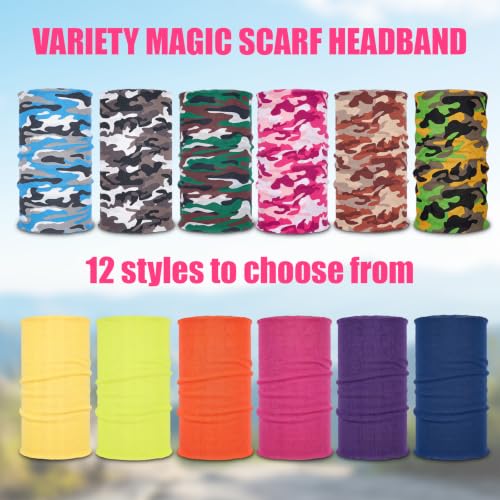 Image of Tarpop 12 /30 Pcs Neck Gaiters Scarf Elastic Wrap Headband Sweat Absorbing Bandana for Women Men Sports Yoga Running
