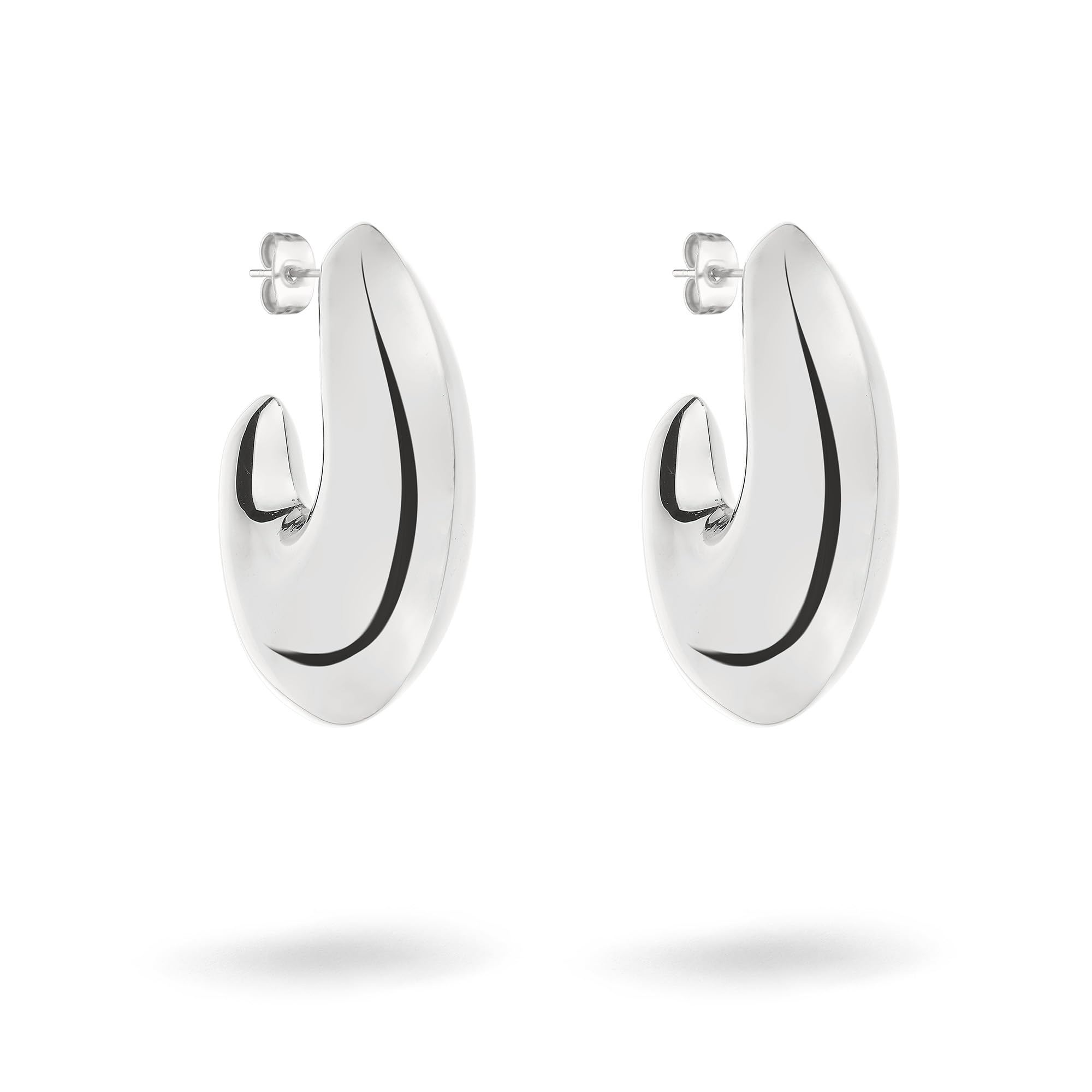 Liebeskind Berlin Ladies Hoop Earring LJ-1684-E-36 in Stainless Steel IP Rhodium