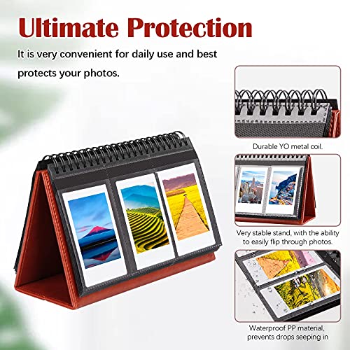 Instax Mini Photo Album For Fujifilm Instax Mini 11 12 9 40 Evo Liplay 8 7+ Instant Camera, 96 Pockets Desk Calendar Polaroid Photo Albums For Polaroid Kodak Zink 2X3" Film & Kpop Photo Card (Brown) #TOP5