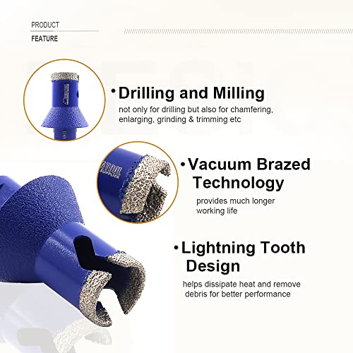 Shdiatool Diamond Core Drill Bits 4/5Inch Hole Saw For Tile Porcelain For Bevelling Chamfer Marble Ceramic Granite For 5/8"-11 Angle Grinder 20Mm #TOP3