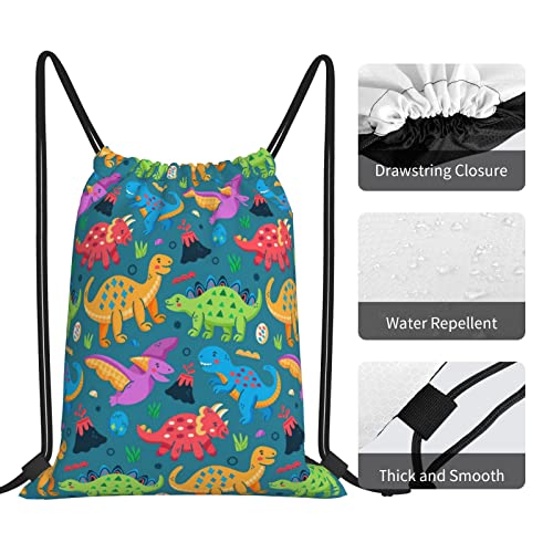 Uwnxpiw Drawstring Backpack Drawstring Bags For Kids Girls Boys Teens Gym Dance String Bags Bulk Waterproof Dinosaur #TOP4