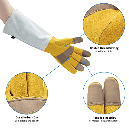 Long Leather Gardening Gloves For Women Men Kid Toddler, Breathable Cowhide Rose Pruning Thorn Proof Gloves With  Forearm Protection, Garden Yard Safety Work Gloves With Reinforced Palms And Finger #TOP1