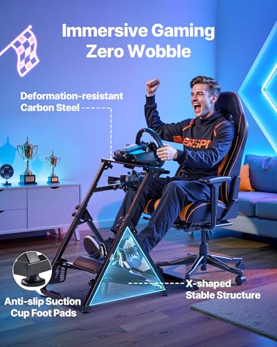 Image of VEVOR Racing Wheel Stand, Adjustable & Foldable Simulator Stand for Logitech G923 G920 G29 G27, Thrustmaster T300RS TX F458 T500RS T3PA-PRO(F1 /GT) Gaming Cockpit,Pedals Simulator NOT Included