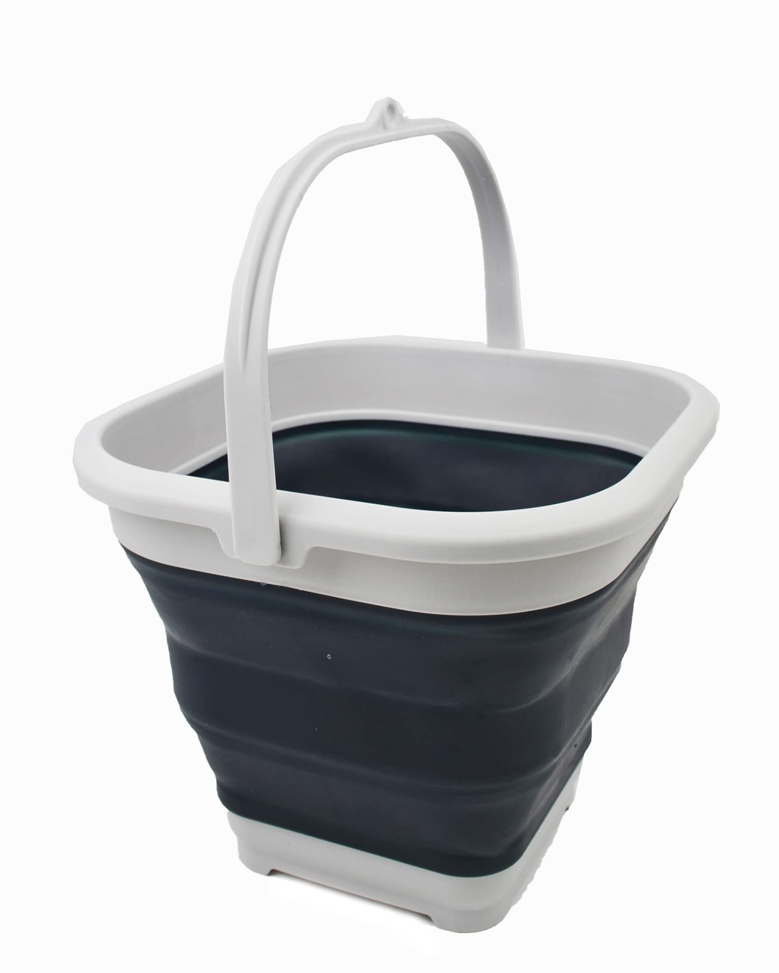 Sammart Grey/Slate Grey 5.5L Collapsible Square Handy Bucket/Foldable Squarewater Pail/Portable Tub With Handle. (, 1)