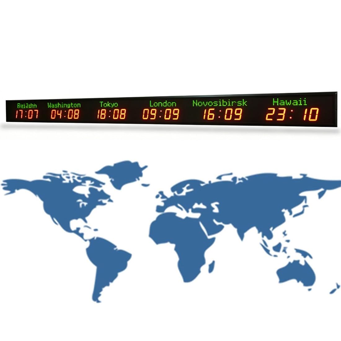 Orologio Digitale Multi-Fuso Orario, Orologio Mondiale LED Intelligente WiFi con Luminosità Regolabile, Due modalità di Visualizzazione, Corpo in Alluminio 6City