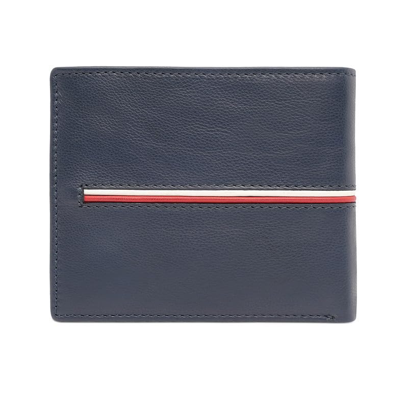 Image of Tommy Hilfiger Men's Leather Wallet Glasgow - Navy | Pebbled Texture | Multicard & Coin Utility | Stylish Purse for Men