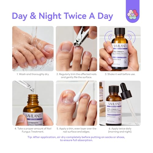 Image of SAVILAND Toenail Fungus Treatment Extra Strength FSA-HSA: 2X Extreme Nail Repair for Discolored and Damaged Nails Toenail Softener Yellow Toenail Foot Toe Thick Nail Fungus Treatments Solution 1 fl oz