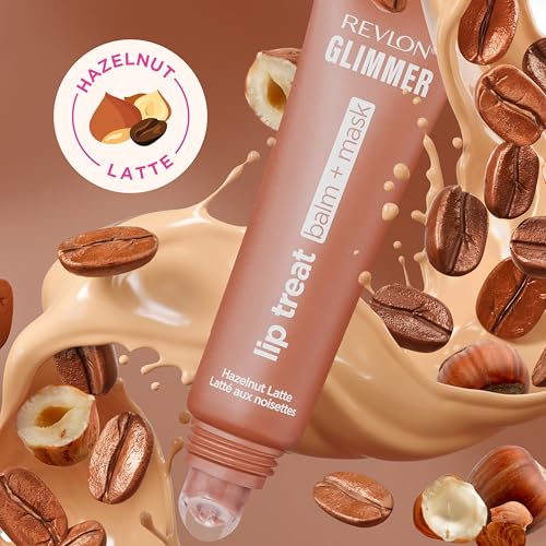 Image of Revlon Glimmer Lip Treat Balm + Mask, Overnight Peptide Lip Treatment, Hydrating, 006 Hazelnut Latte, 0.4 fl oz (Pack of 2)