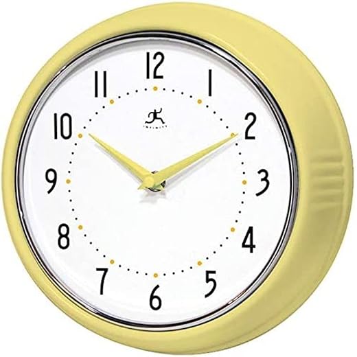 Infinity Instruments LTD. Retro 9 inch Silent Sweep Non Ticking Mid Century Modern Kitchen Diner
