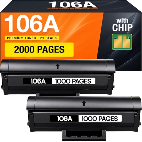 106A Toner Negro para HP Laser 107A MFP 135W MFP 137FWG Compatible con HP 106A W1106A con Laser 107a 107w 107r 135a 135r 135w 137fnw (2X 106A Cartuchos de Tóner con Chip) ⭐