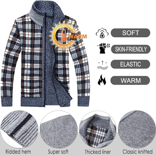 XinYangNi Men's Sweaters Full Zip Slim Thick Knitted Cardigan Sweaters Jacket with Pockets3