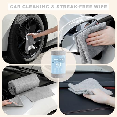 Image of 80 Pack Microfiber Cleaning Cloth Roll Reusable Paper Towels 12 inchx12 inch Tear Away Cloth,Absorbent Dish Rags for House Kitchen,Wash Cloths,Lint Free Rags for Window Cars Cleaning Supplies