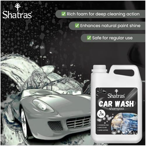 Image of Shatras Car Wash Shampoo - High Foam Car Cleaning Liquid | pH Neutral Formula | Scratch-Free Wash | Deep Cleaning & Extra Shine | Suitable for All Vehicles - 5L (BLACK)