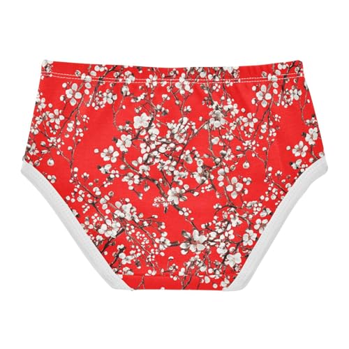 Joisal Cotton Girls Underwear Toddlers Blossom Branches Flowers Red Panties for Girl Stylish Underpants Briefs 2t2