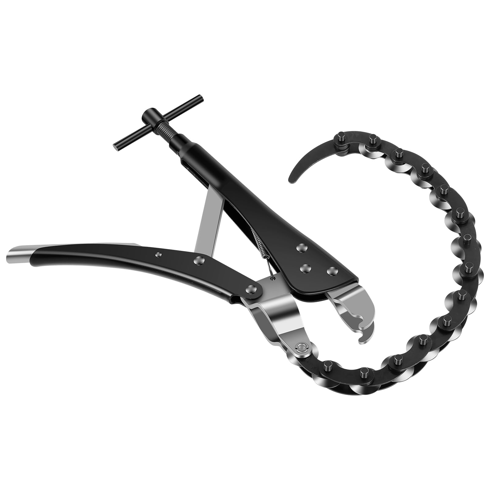 Adjustable Exhaust Tube Chain Cutter Carbon Steel Hand Tail Pipe Exhaust Pipe Cutter with 14 Blades Universal Tailpipe Cutters 0.6Inch to 3.3Inch Tailpipe Cutters for PVC Copper Tube