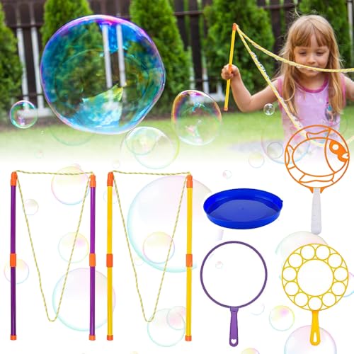 Riisoyu 6 pcs Kit de Varita de Burbujas, Gigantes de Burbujas de jabon niños Varitas de Burbujas Grandes Pompas de jabón Gigante Burbuja Juguetes para Actividades al Aire Libre Fiestas de Cumpleaños Riisoyu 6 pcs Kit de Varita de Burbujas, Gigantes de Burbujas de jabon niños Varitas de Burbujas Grandes Pompas de jabón Gigante Burbuja Juguetes para Actividades al Aire Libre Fiestas de Cumpleaños