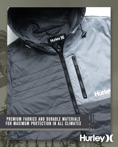 Image of Hurley Mens Puffer Jacket - Lightweight Packable Insulated Winter Coat for Men - Weather Resistant Quilted Outdoor Jacket