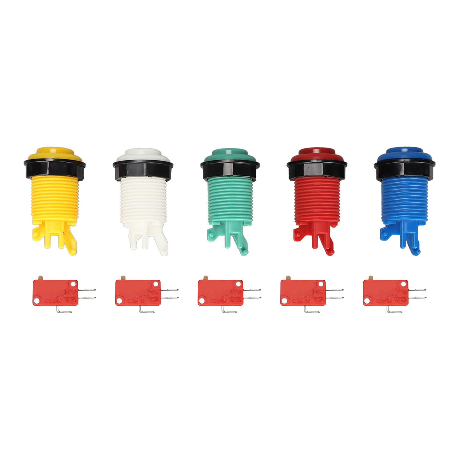 5 Boutons D'arcade Lumineux LED 28 Mm - Couleurs RVB - Pour Borne D'arcade DIY, Console De Jeu - Plug And Play 5V