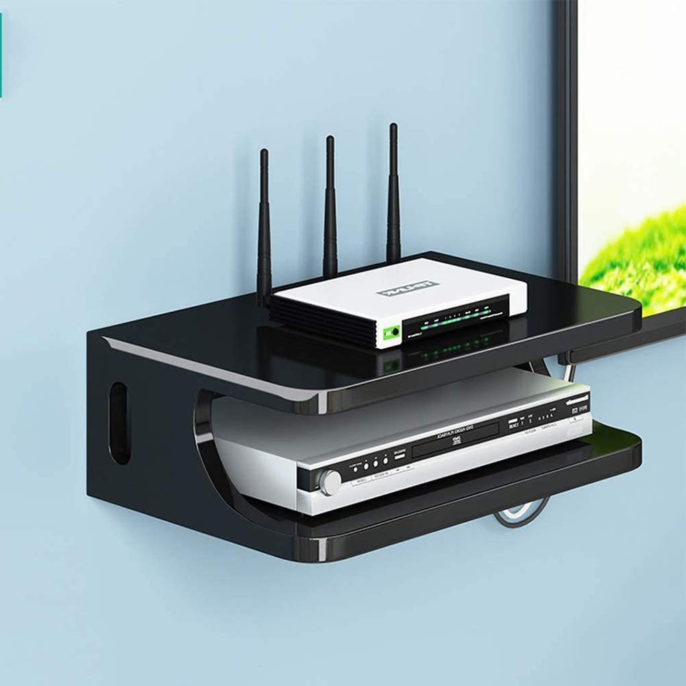 Gabinete de TV Soporte Flotante montado en la Pared para enrutador WiFi Set Top Box Altavoz Dispositivo de transmisión Consola de Juegos Soporte de TV montado en la Pared para Ahorrar Espacio Decora
