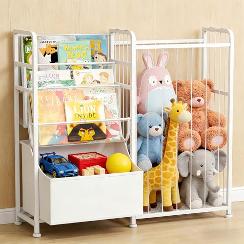 La Mejor Selección de Recamaras Infantiles para Niños los 5 mejores. 46 TRIUMPHKEY Librero para Niños con Juguetero Organizador Infantil y Cajón De Tela,Estante Organizador Pequeño Blanco Metal Mueble para Bebe para Habitaciones...