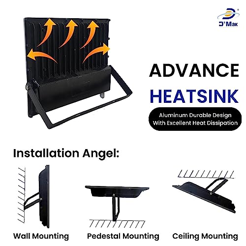 Image of D'Mak 150W Lens Led Flood Light - Ip65 Waterproof Led Lights with 120 Wide Beam-Led Lamp Lights for Yard,Showroom,Shop, Factory,Garden, Playground & Home(Cool White,6500k)- Pack of 2