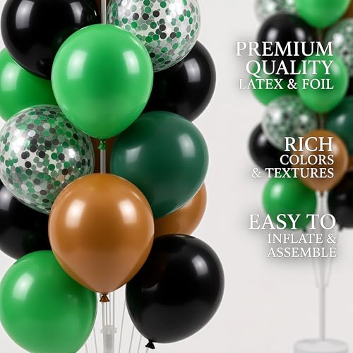 Image of Hiins Green Brown Balloon Stand Kit for Floor and Table with Base for Party Decor