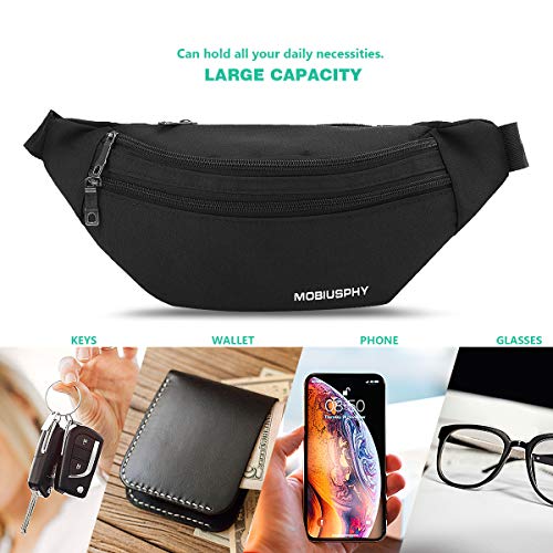 MOBIUSPHY Bauchtasche Damen Herren Gürteltasche Hüfttasche Handytasche Sport Laufgürtel, Schwarz