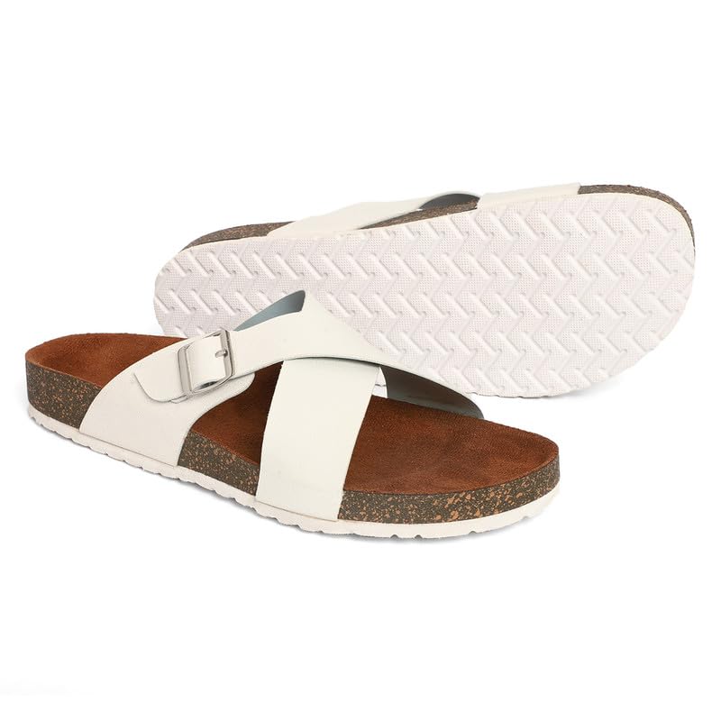 Synthetic Leather Comfortable Stylish with Open-Toe Casual White Solid Flat Sandals for Women's-image-49