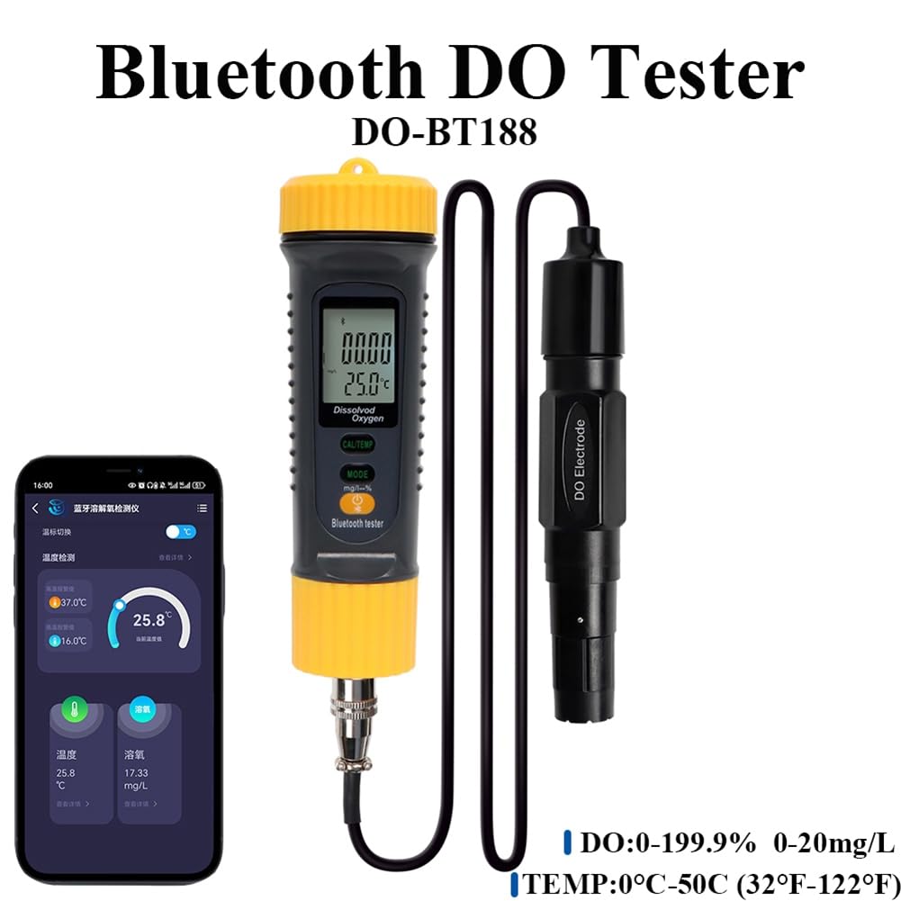 Medidor de Oxígeno Disuelto Digital Monitor de Calidad del Agua Inteligente con Sensor Monitoreo de Calidad del Agua