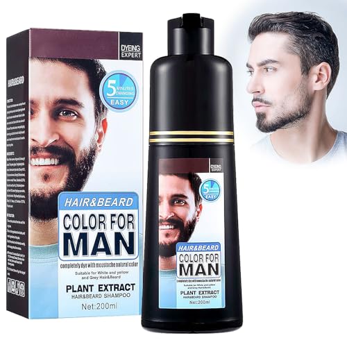 Silvercell Beard Dye for Men Black in 5 Minutes for Easy Application, Black Hair Dye Shampoo Beard Color 3 In 1 for Men, Beard Dye Long Lasting for Facial Gray Hair Coverage (Black, M)
