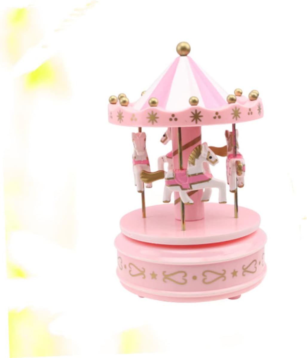 2pcs Shaped Horse Desktop present Turn Musical Birthday Carousel Without Desk Women Round Merry Miniature Decoration for Cake Decorations Topper