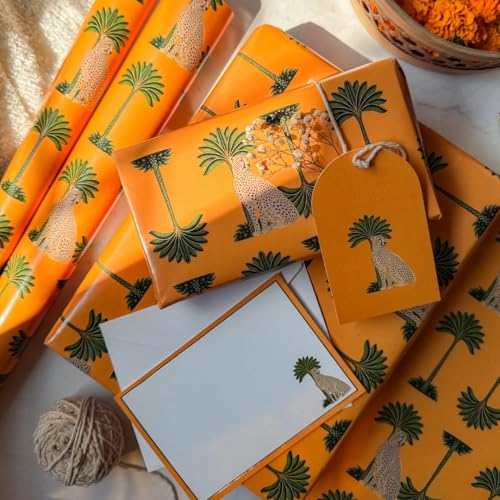 Image of Be Stories The Charismatic CheetahColorful Design Wrapping /Laminated Art Paper sheet 100 GSM for Gift Packing for all occasions like wedding and Rakshabhandhan, 28 inches x 20 inches of 10-Sheets