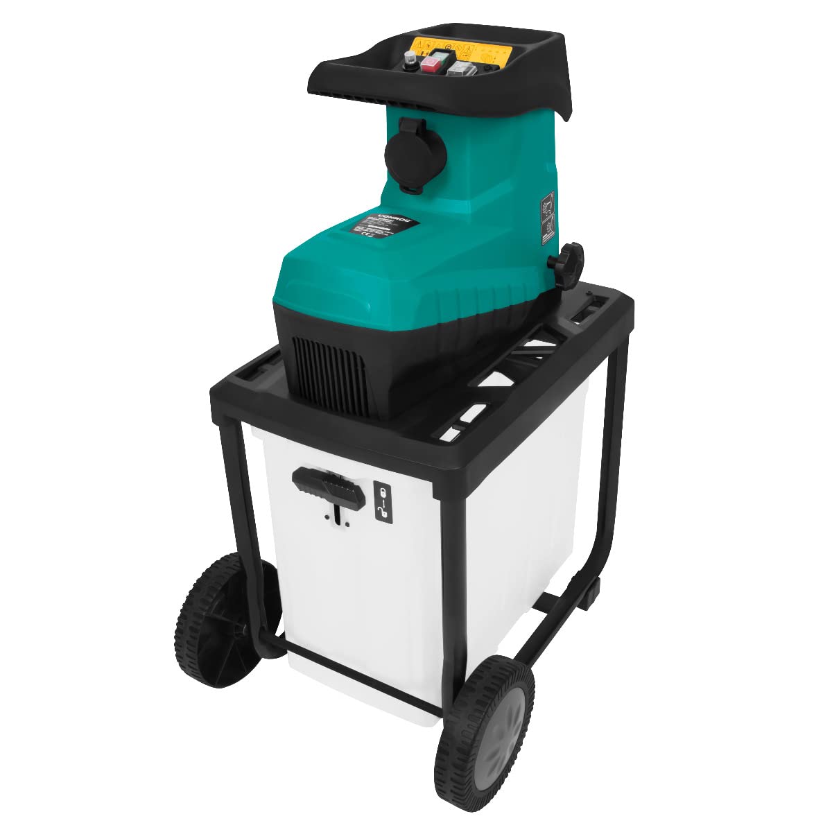 VONROC Trituradora de jardín - 2800W - Motor de inducción silencioso - Astilla madera hasta Ø45 mm - Incluye contenedor de recogida de 60L y palo de empuje