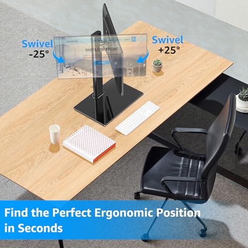 Image of MOUNTUP Monitor Stand for Desk, Freestanding Monitor Mount Fits 13-32 inch Screen up to 17.6 lbs, Screen Stand with Swivel, Height, Rotation Adjustment, VESA Mount 100 x 100mm, 75 x 75mm