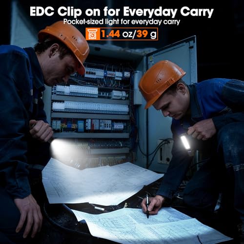 Image of 2pack Rechargeable EDC Flat Flashlight with COB Lights, UV Blacklight, Red, Super Bright LED Combo 3in1 Portable Pocket lights, Pocket Mini Magnetic EDC Flashlight with Clip for Working, Repairing