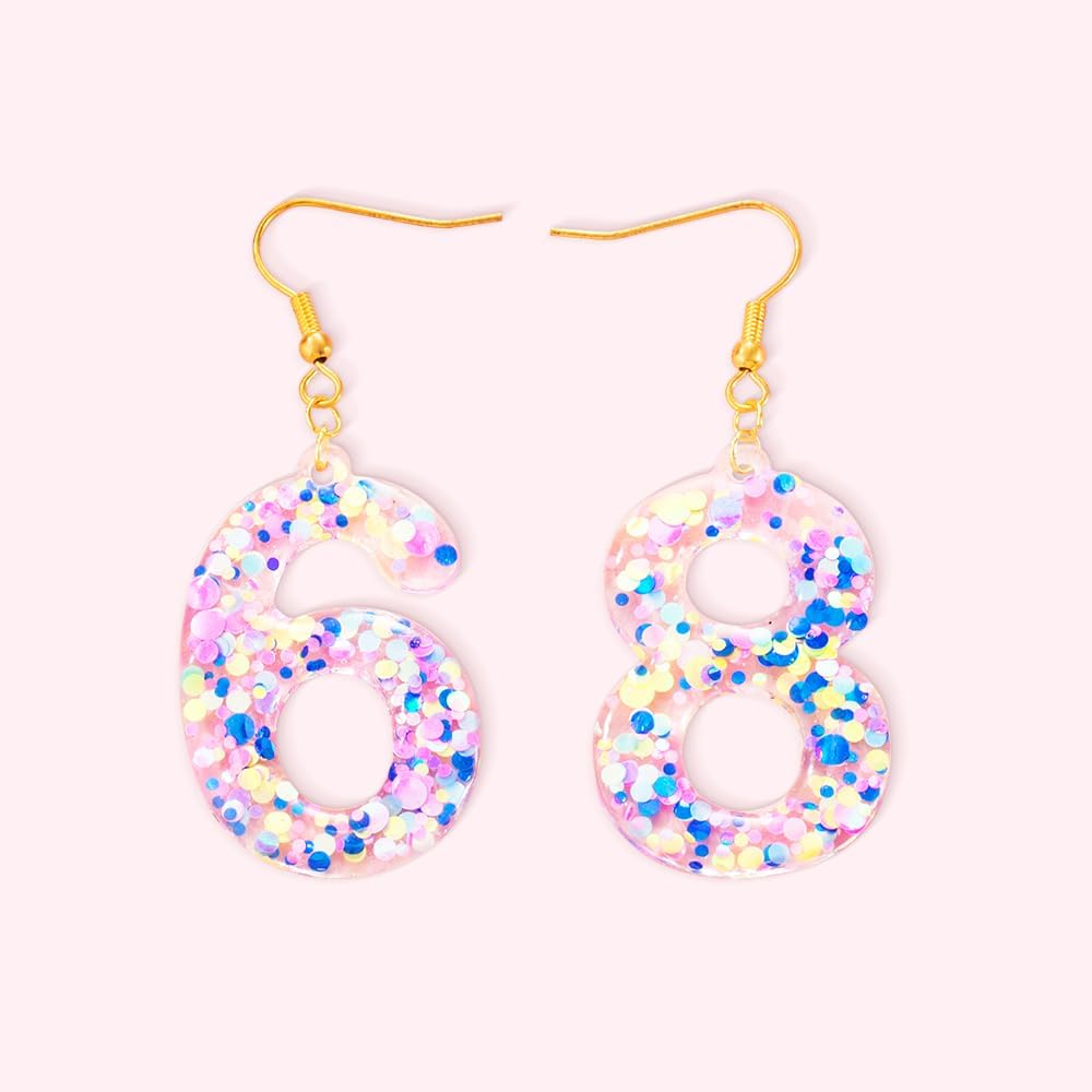 Custom Number Dangle Earrings for Women, Personalized Acrylic Birthday Earrings for Her