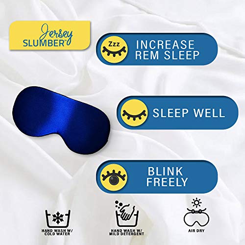 Image of Silk Sleep Eye Mask for Men Women, Comfortable Super Soft Eye Mask with Adjustable Strap, 100% Pure Silk, Blocks Light, Jersey Slumber (Blue, 1 Count (Pack of 1))