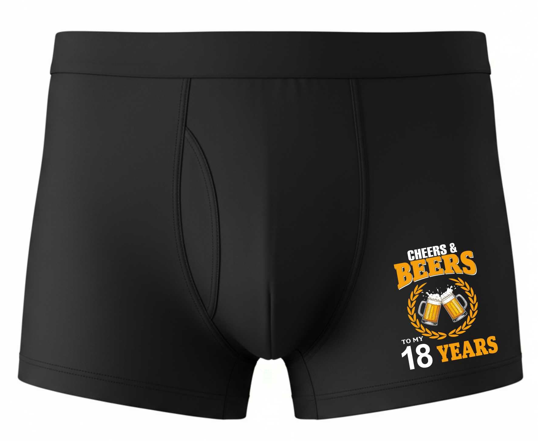 Print4U 18th Birthday Cheers And Beers Bamboo Supersoft Boxer Shorts Fun Gift Large Black