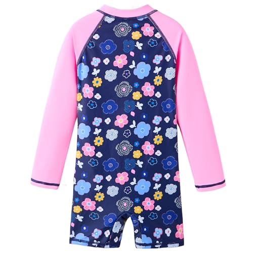 Image of UMELOK Girls Long Sleeve Rash Guard One Piece Swimsuits with UV Protection Sunsuit