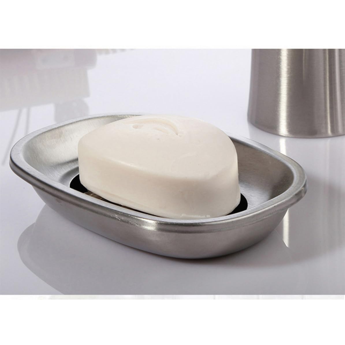 Gatuida Jaboneras de Acero Inoxidable 2piezas Doble Capa y Drenaje para Baño y Cocina, Bandeja Oval para Jabón Que Permite Secar y Prolongar Vida del Jabón