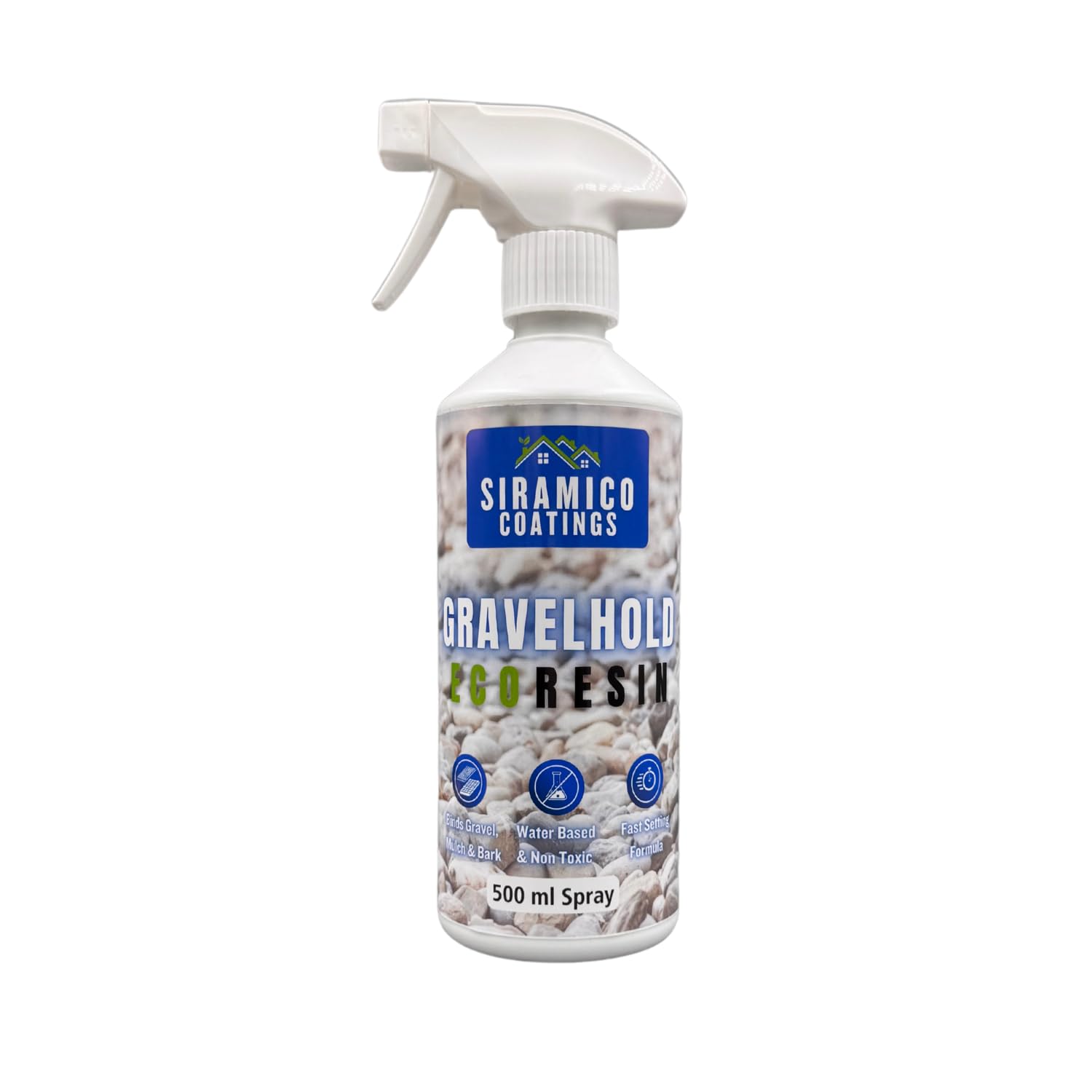 GRAVELHOLD ECO Resin | 500ml Trigger Spray | Waterbased Binder for Gravel Stones and Mulch on Pots, Borders, Patios & Garden Paths. Non Toxic & Pet Friendly (1)