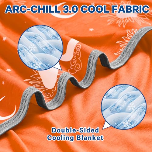 Image of inhand Cooling Blanket Queen Size (90 inchx90 inch) - Double Sided Cooling Blankets for Hot Sleepers, Cool Lightweight Summer Blanket for Sofa Bed Couch, Travel, House Warming Gifts New Home Sunset Orange